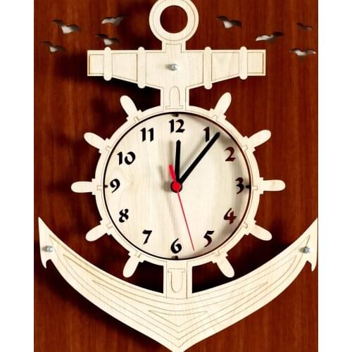 Anchor Shaped Wall Clock in Wooden Material