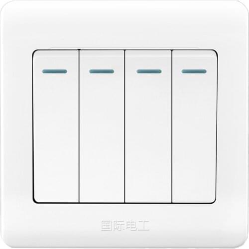 Classic 86 Type Wall Light Switch, 4 Gang 1/2 Way 10A 250V Flame Retardant PC Panel White Recessed Wall Rocker Switch