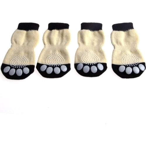 New 4pcs Pet Dog Sneakers Shoelace Pattern Non-slip Socks Paws Cover Shoes S-XL