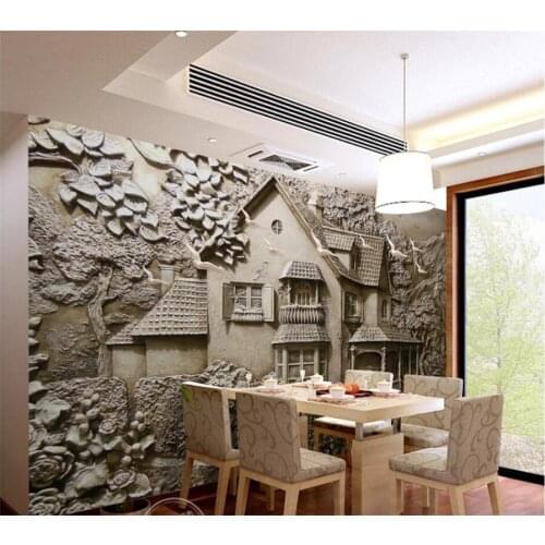 Beibehang Custom wallpaper 3D mural embossed papel de parede architectural cottage background wall living room bedroom wallpaper