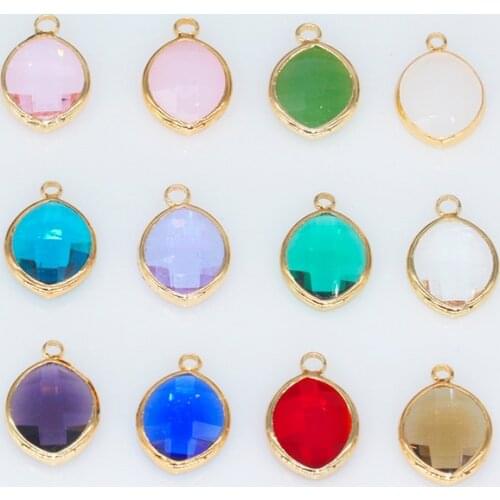 Wholesale 12P Leaf Shape Charms Quartz Crystal Opal Blue Purple Birthstone Pendant for Necklace Bracelets DIY Jewelry Connectors