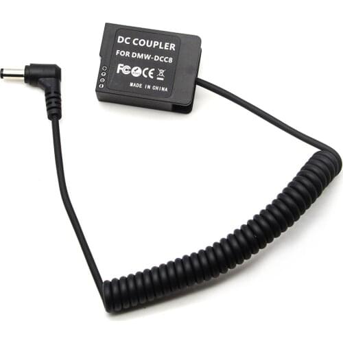 Dummy Battery Coupler Adapter replace DCC8 BLC12 + DC Male Coiled Spring Cable for Panasonic DMC FZ300 G7 G6 GX8 DMW-DCC8