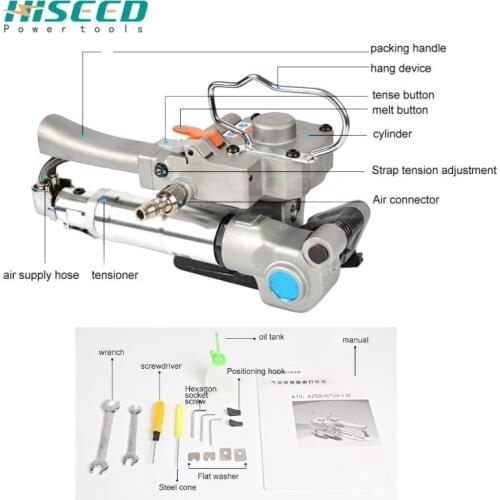 Pneumatic baler hands-free hot-melt wooden box carton sheet plastic steel belt tensioner