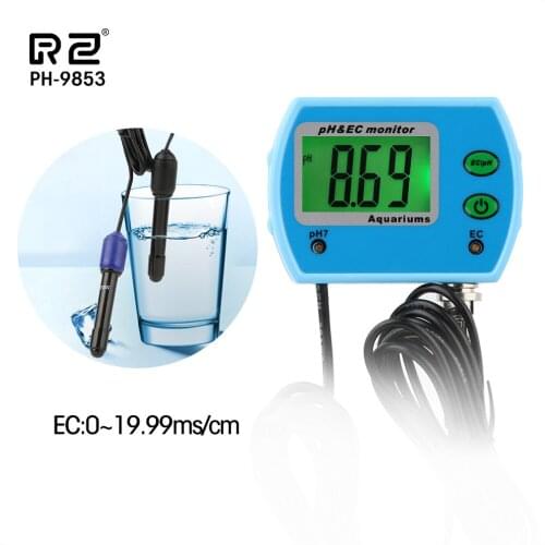 RZ PH Meter EC Monitor Aquarium Digital Professional Water Quality Tester Purifier For Swimming Pool Acidity Meter PH/EC Meter
