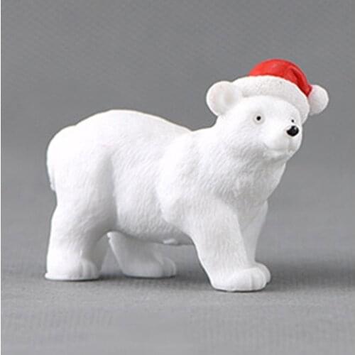Christmas Theme Figurines Bear Miniatures Desktop Decoration Resin Craft DIY Accessories