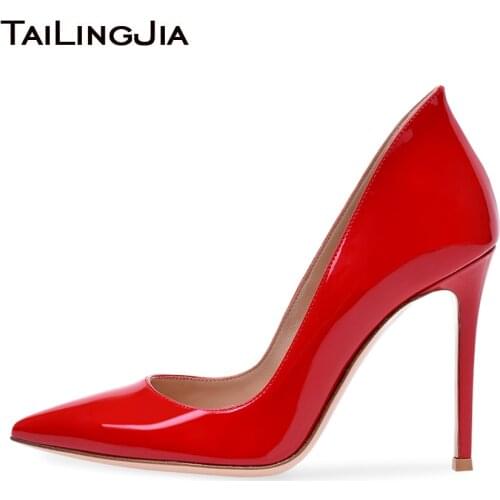 Pointed Toe High Heels Pumps Shoes for Women Party Dress Shoe Ladies Large Size Stiletto Heels Patent Leather 2020 New Arrival