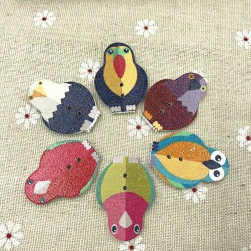 DIY 100pcs Mixed Cartoon Eagle Buttons Wooden 2 holes Sewing Scrapbooking crafts 33mm
