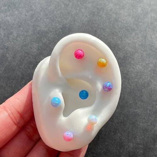 1PC Opal Daith Tragus Piercing Earring Stud 20G Surgical Stainless Steel 4mm Ear Cartilage Helix Earring Body Percing Jewelry