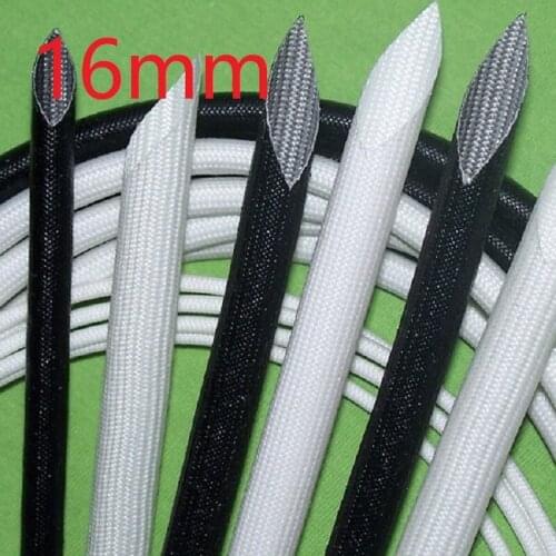 ID 16mm Fiberglass Tube Silicone Resin Braided Wire Sleeve Flame Resistant Fiber Glass Insulated Cable Protect Pipe 200 Deg.C