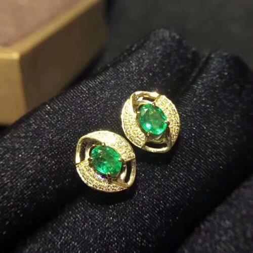 Natural And Real Emerald earrings classic fine Jewelry women wedding wholesale gift 925 sterling silver