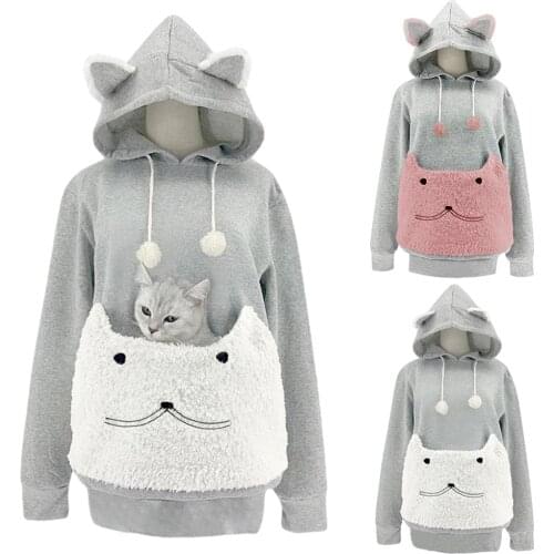 Hirigin Hoodies Women 2021 Cute Pet Hoodies Sweatshirt with Ear Cartoon Big Pouch Long Sleeve Loose Plush Pullover Autumn