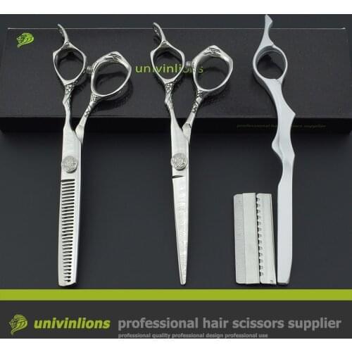 Univinlions 6 inch damascus style barber hairdressing scissors engraved hair scissors hot haircut shears japan pro hair clippers