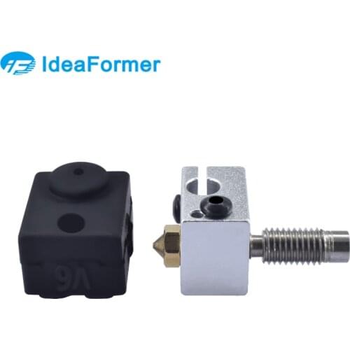 V6 Throat Bult-in PTFE tube +V6 Heating block +V6 0.4/1.75mm Brass Nozzle+V6 Black Silicone sleeve Kit 3D Printer Heat Parts