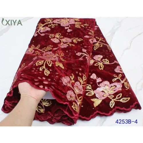 Luxury Golden Velvet Lace Fabrics African Sequin Lace Fabrics for Wedding Nigerian Tulle Mesh Lace Fabric with Sequins APW4253B