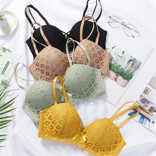 Women Bras No Wire Bow Comfortable Korean Push Up Bra Sexy Lingerie for Women Top Seamless Mujer Brasieres Backless Bralette