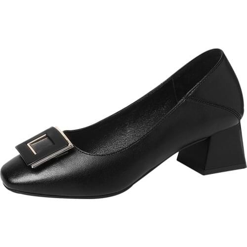 Woman Shoes Guciheaven New Square-Toe Thick-Heeled Shoes, Solid Color With Feet, Waterproof Platform