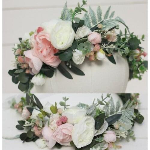 Women Wedding Flower Wreath Crown Festival Headband Women Hair Accessories Headdress Girl Floral Garland Wedding Floral Headwear