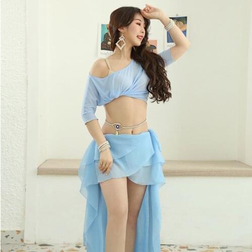 Belly Dance Female Adult Practice Clothes Elegant Top And Long Skirt Performance Set Oriental Dance Bellydance Hip Scarf Costume