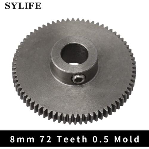 0.5 module 72 teeth Pinion for DIY and Small Machinary 45# Steel 5mm Shaft Hole Black