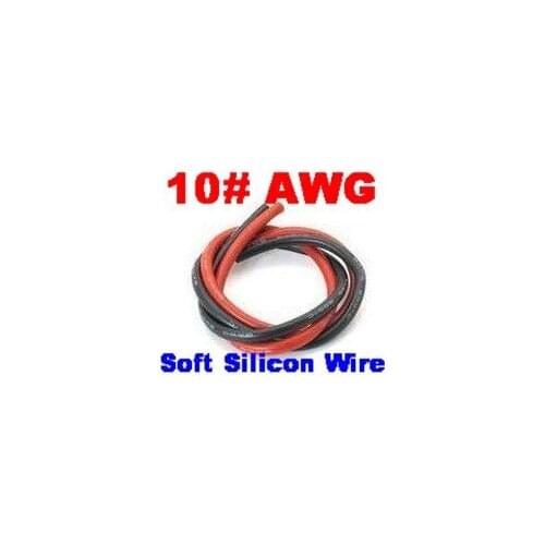 1M # 10AWG Soft Silicon Wire Black 50cm + Red 50cm 10