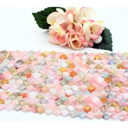 1 strand colorful morganite Stone Beads Faceted rhombusLoose Beads 15 Inch