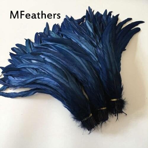 100PC Navy Blue Rooster Coque Feathers Length 30-35 CM 12-14" Super Long Chicken Feather Plumes For Carnival Wedding Decorations