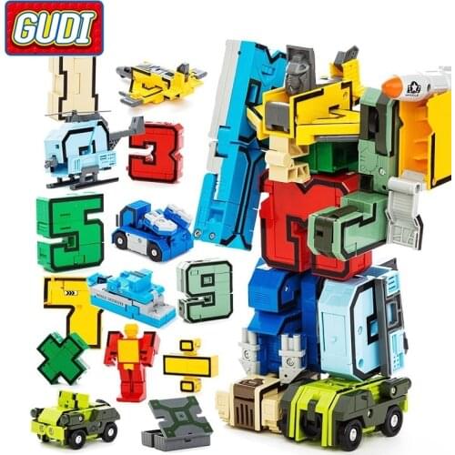 15Pcs Creative Blocks Assembling Educational Blocks Action Figure Transformation Number Robot Deformation Robot Toy For Kids