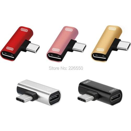 200pcs/lot 2 in 1 Type C Adapter USB C Audio Charging Dual Adapter AUX Splitter Charger Earphone AUX Cable Connector Converter