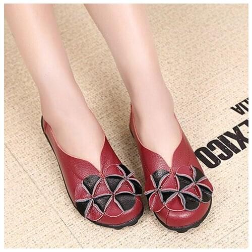 2017 chun xia real leather flower mother shoes comfortable womens shoes and womens shoes
