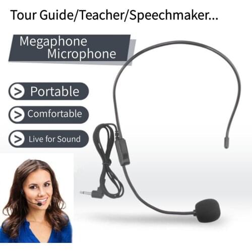 3.5mm Universal Portable Wired Headset Microphone Megaphone Voice Amplifier Loudspeaker for Tour Guide School Teacher Supplies