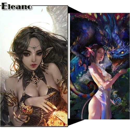 3D Canvas Painting Girl Bedroom Decoration Poster De Anime Character Posters Sexy Elf Black Gold Decoration Pictures Wall Decor