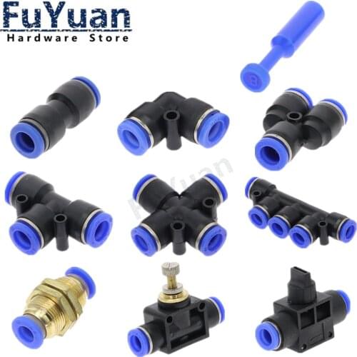 5pcs Pneumatic fittings PY/PU/PV/PE/PK/PM water pipes and pipe connectors direct thrust 4 to 16mm plastic hose quick couplings
