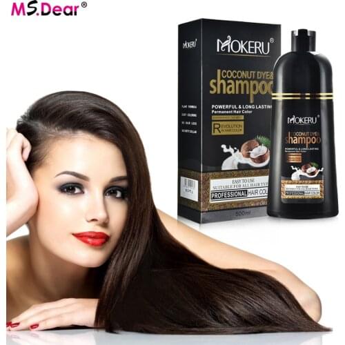 500ml Natural Organic Hair Dye Color Shampoo Coconut Oil Essence Permanent Hair Dye Covering Gray Hair Dye Cream Paint Dye