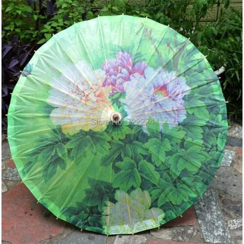 Free shipping Dia 84cm chinese unique green background peony painting oiled paper umbrella decoration gift dace props umbrella