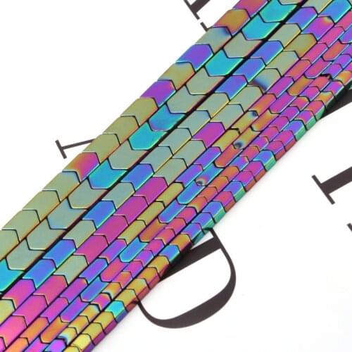 3/4/6x8/8mm Natural Hematite Multicolor V Shape Loose Stone Beads For DIY Necklace Bracelet Jewelry Making 15" Free Shipping