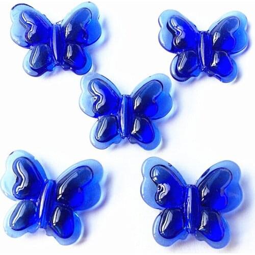 Blue color 28*35mm 40pcs Crystal Loose Beads Diy Accessories Beads Glass Artificial Crystal Butterfly With Hole For Curtains