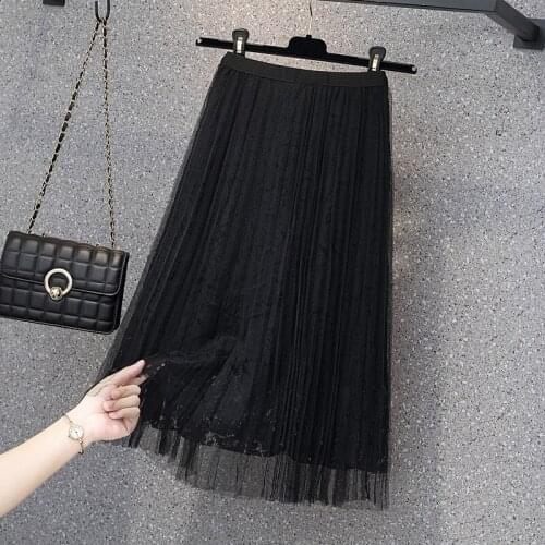 Black Lace Midi Plus Size Oversized 5Xl Large Korean Fashion High-Waisted Vintage Summer WomenS Clothing Skirt Vetement 2021