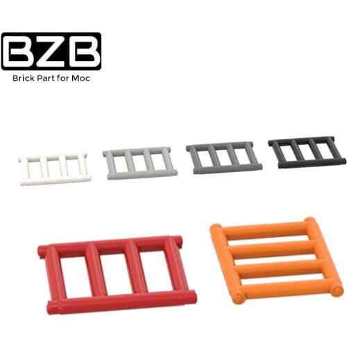 BZB MOC 10pcs Parts 62113 Bar 1x4x3 End Tabs Grid Fence ladder Building Blocks Parts DIY Educational Toys Girls Boys Gift