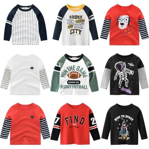 Children T Shirts Long-Sleeve Autumn Baby Boys Kids Girls Cotton Cartoon Tops Clothing Clothes Spring Print Letter
