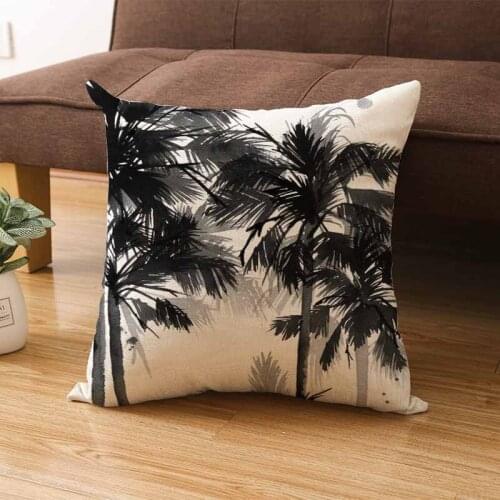 Home Decor Chinese Ink Painting Cushion Cover Decorative Ins Minimalist Linen Sofa Car Pillowcase Throw Pillow Covers 45x45cm