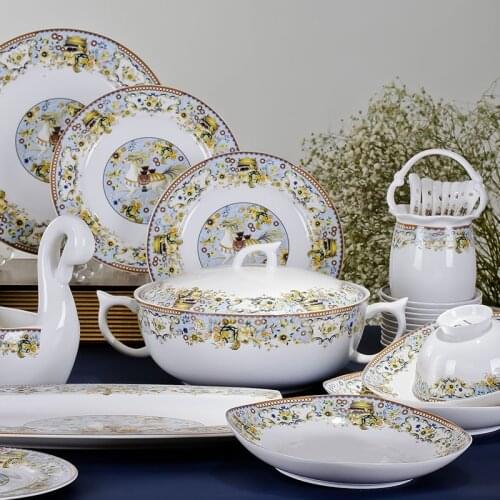 Jingdezhen porcelain tableware 56 European high-grade bone china tableware ceramic tableware set up marriage