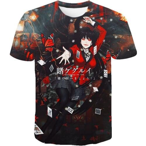 T-Shirts Man Summer Kakegurui 3D Printed Men Women Short-Sleeved Funny Anime T-shirt Casual Round Neck Shirt Streetwear Tops