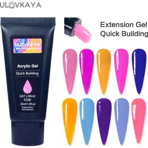 ULOVKAYA 30ml Nail Builder Gel For Finger Extension Acrylic Pink Yellow Quick Building Gel Soak Off Poly Nail Gel Art Varnish