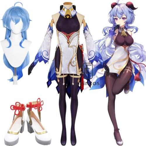 Genshin Impact Ganyu Cosplay Costume Wig Shoes Anime Game Outfits Sexy Dress Suit Halloween Women Uniforms Costumes