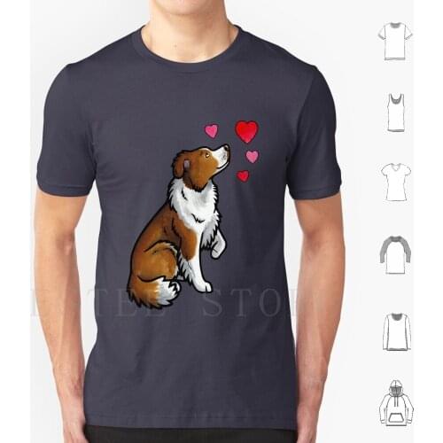 Border Collie Love ( Red ) T Shirt Cotton Men Diy Print Border Collie Red Border Collie Collie Collies Sheepdog Sheepdogs