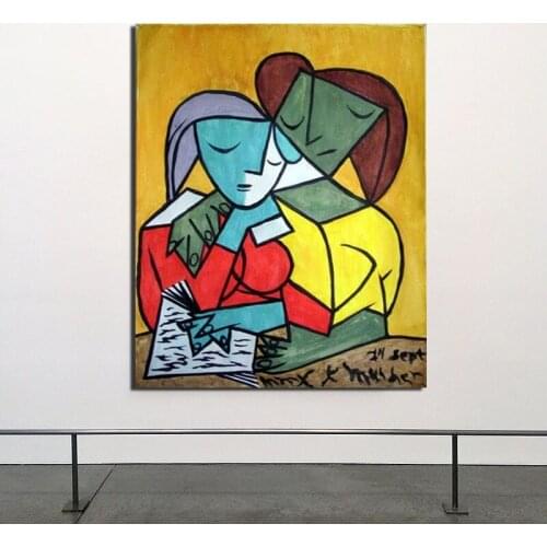 Pablo Picasso Two Girls Reading Canvas Painting Print Living Room Home Decor Artwork Modern Wall Art Oil Painting Poster Picture