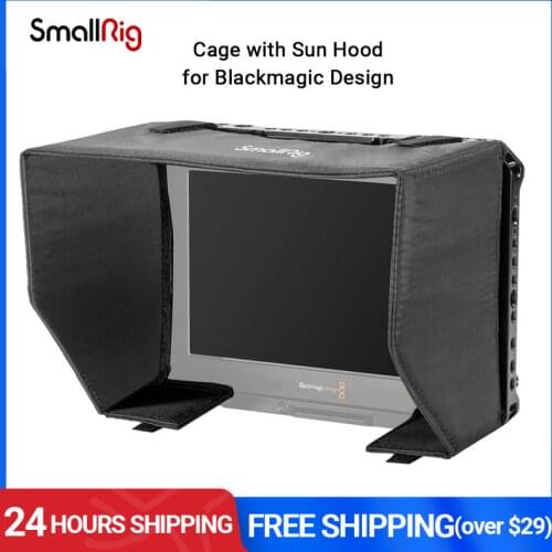 SmallRig Cage with Sun Hood and HDMI Clamp for Blackmagic Design Video Assist 7" 12G-SDI/HDMI Monitor Screen Cage Kit -2792