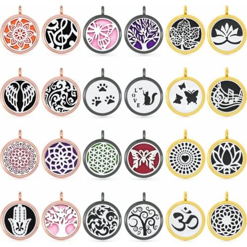 Wholesale Black Rose Gold Color Essential Oil Perfume Diffuser Pendant fit Necklace 30mm Aromatherapy Locket