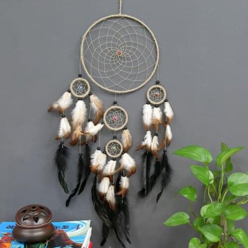 Hot multi-ring dream catcher ornaments home wall feather ornaments pure handmade craft gifts