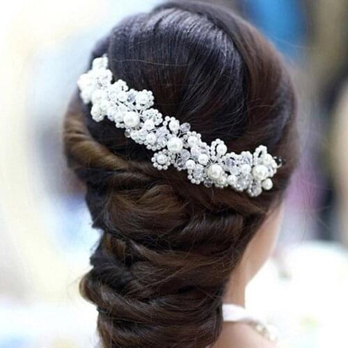 Fashion Wedding Headdress Pearl Hair bands Hand-woven Headband Bridal Wedding Hair Accessory